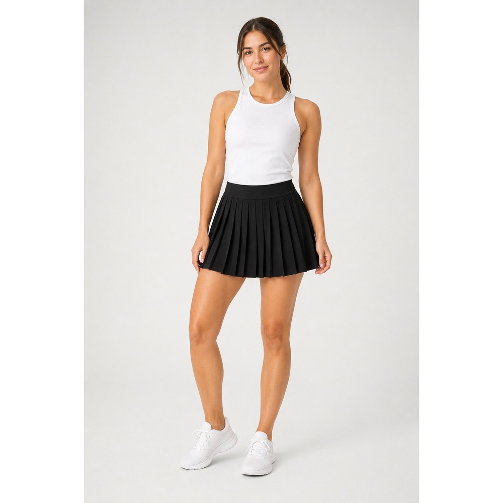 Indero Active Black Pleated Athletic Tennis Golf Skirt Medium